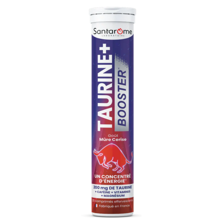 Taurine + booster goût mûre cerise Santarome - 20 comprimés 