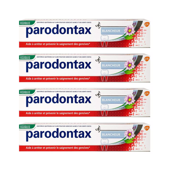 Dentifrice blancheur au fluor Parodontax - lot de 4 tubes de 75ml