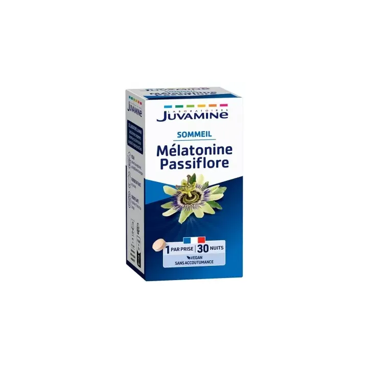 Mélatonine passiflore Sommeil Juvamine - boite de 30 comprimés