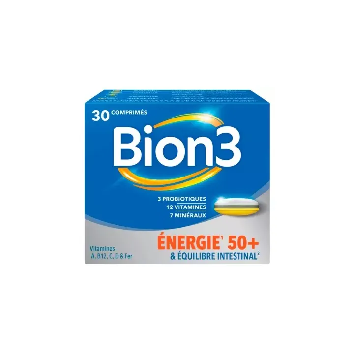 Bion 3 Energie 50+ et équilibre intestinal - boîte de 30 comprimés