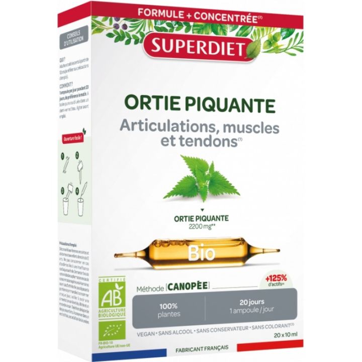 Ortie piquante Bio Super Diet - 20 ampoules de 10ml