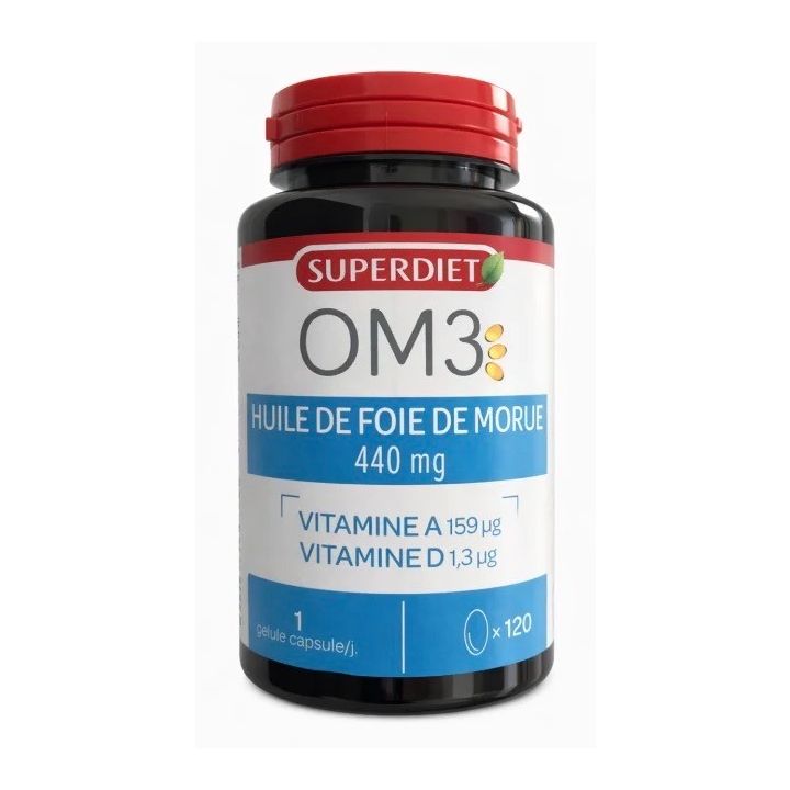 OM3 Huile de foie de morue Super Diet - pot de 120 capsules