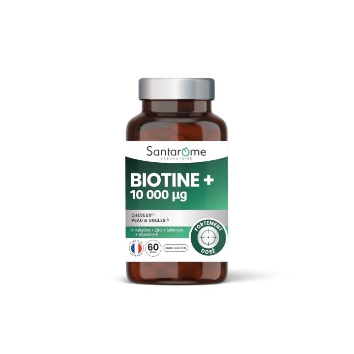 Biotine+ 10000ug Santarome - pot de 60 gélules