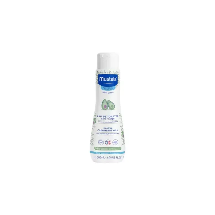 Lait de toilette sans rinçage peau normale bébé et enfant Mustela - flacon de 200ml