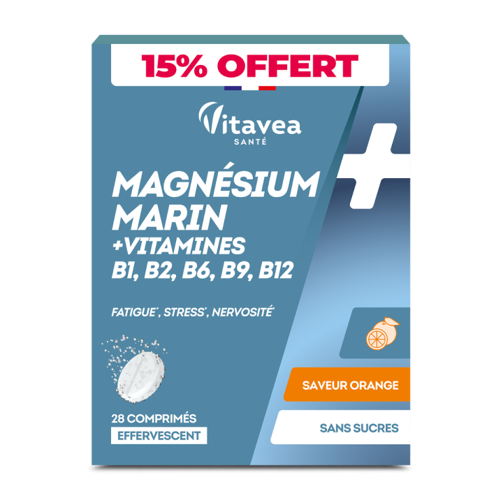 Magnésium marin et vitamines saveur orange Vitavea - offre spéciale boite de 28 comprimés