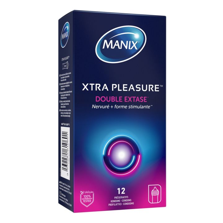 Préservatifs XTRA Pleasure double extase Manix - boite de 12 préservatifs