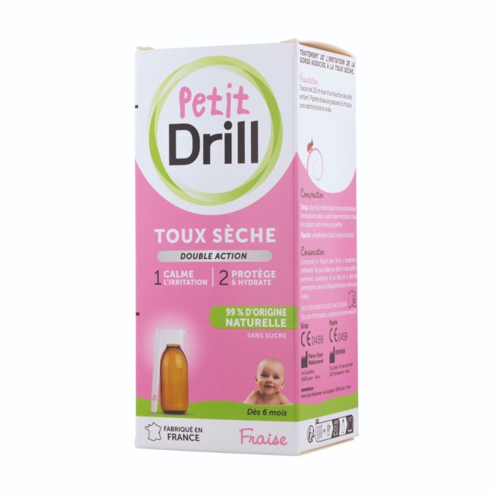 Petit Drill toux sèche double action goût fraise Pierre Fabre - flacon de 125ml