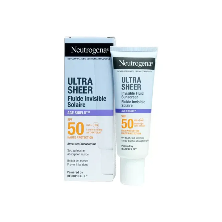 Ultra Sheer Fluide invisible solaire Age Shield SPF50 Neutrogena - tube de 50ml