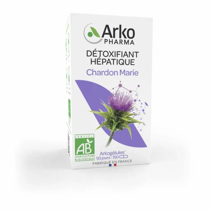 Détoxifiant hépatique chardon marie Arkopharma - pot de 150 gélules