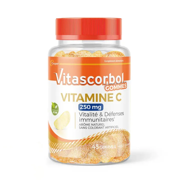 Vitamine C 250mg gummies goût orange Vitascorbol - pot de 45 gommes