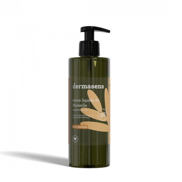 Dermasens Savon liquide de Marseille sans parfum Marque Verte - flacon-pompe de 1L