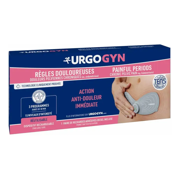 Urgogyn patch électrothérapie règles douloureuses rechargeable Urgo - un patch + 2 paires de gels rechargeables