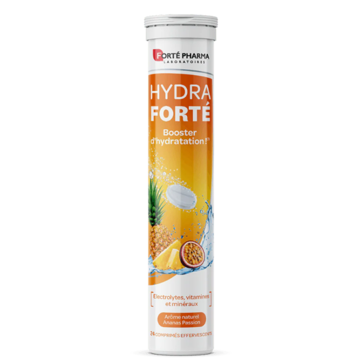 Hydra Forté booster d'hydratation arôme naturel ananas passion Forté Pharma - 24 comprimés effervescents