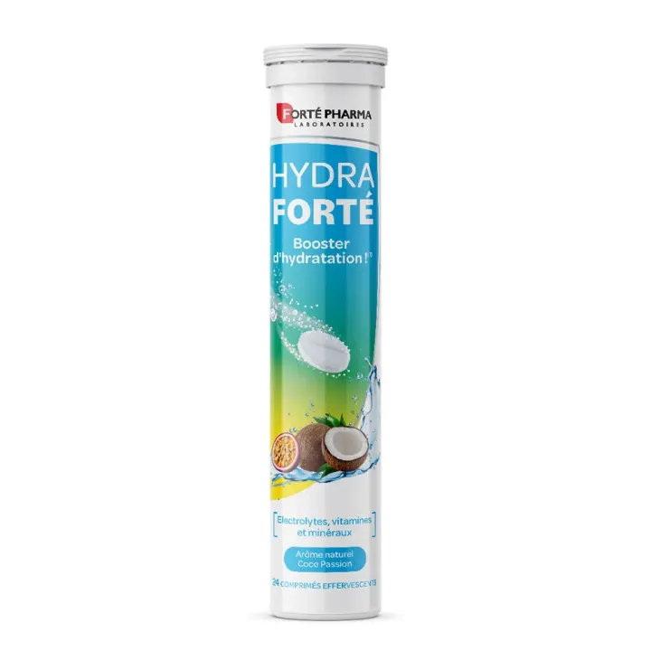 Hydra Forté booster d'hydratation arôme naturel coco passion Forté Pharma - 24 comprimés effervescents
