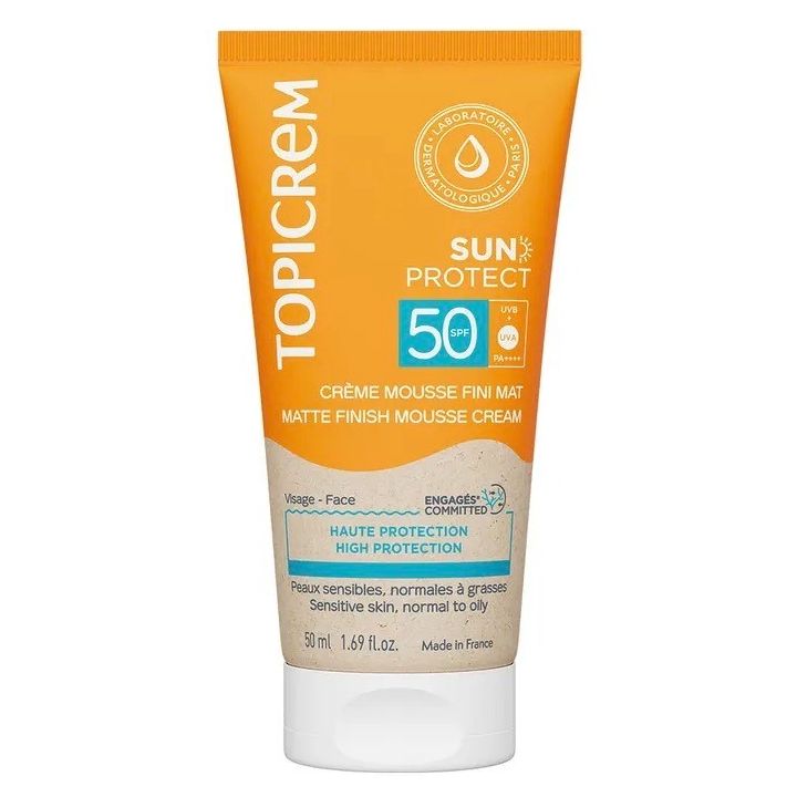 Sun Protect crème mousse fini mat SPF50 Topicrem - tube de 50ml