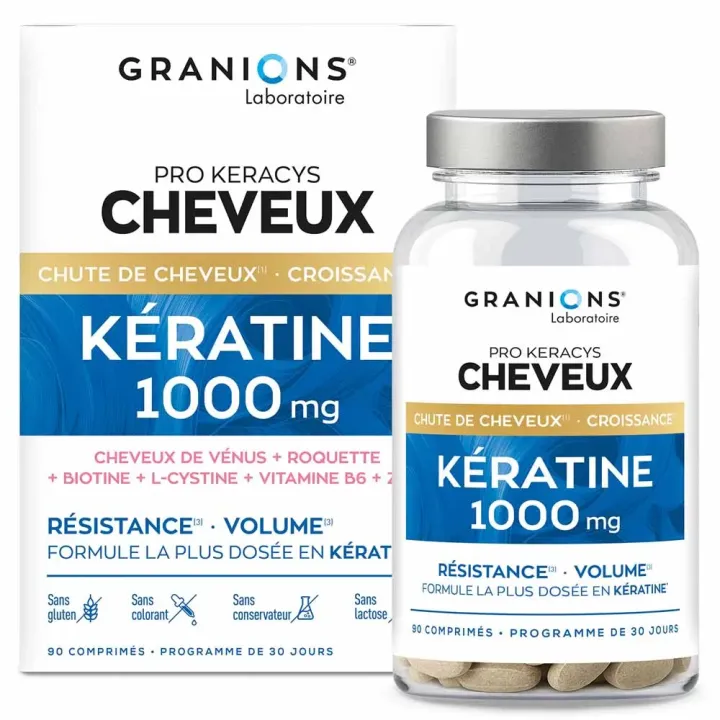 Pro Keracys cheveux kératine 1000mg Granions - boite de 90 comprimés (programme 30 jours)