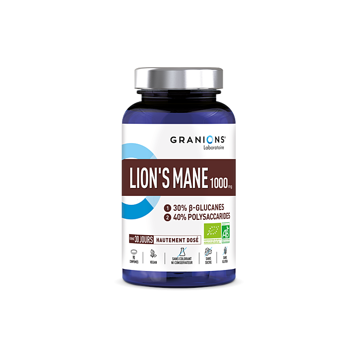 Lion's Mane bio 1000mg Granions - pot de 90 gélules