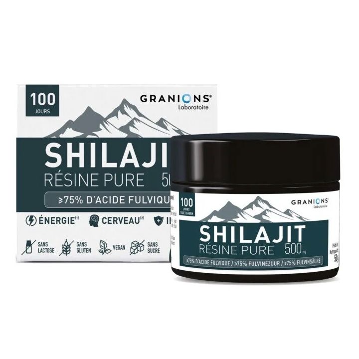 Shilajit résine pure 500mg Granions - pot de 50g