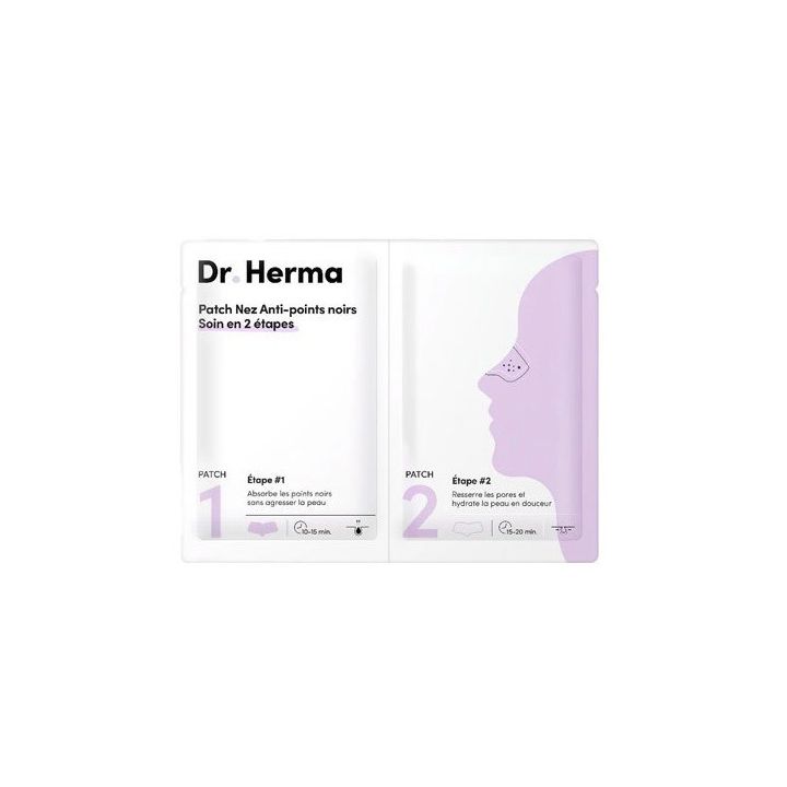 Patchs anti-points noirs soin nez en 2 étapes Dr Herma - lot de 2 patchs (1 soin)