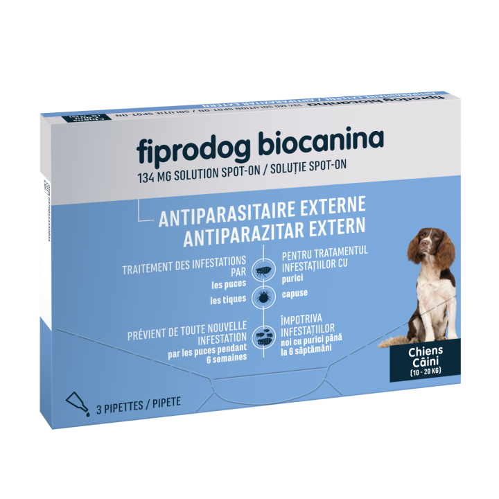 Biocanina Fiprodog Spot on 134 mg chiens moyens 10-20 kg - 3 pipettes