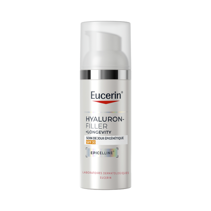 Soin de jour épigénétique SPF30 Hyaluron-Filler + Longevity Eucerin - flacon-pompe de 50ml