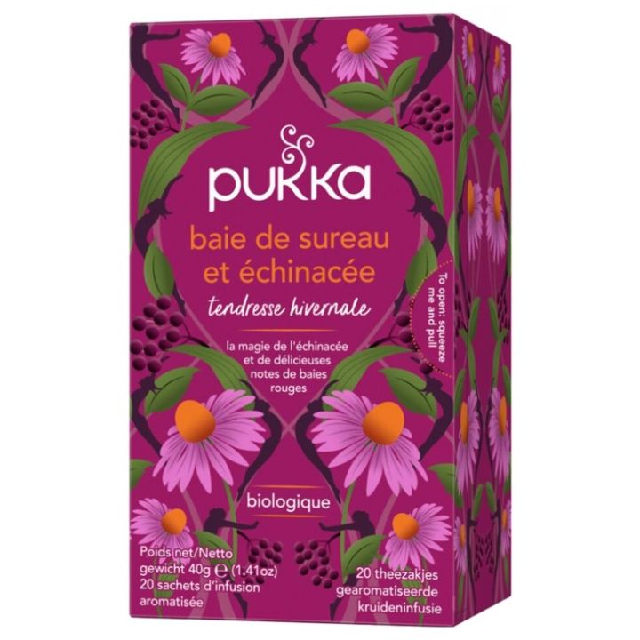 Infusion baie de sureau & échinacée bio Pukka - boîte de 20 sachets