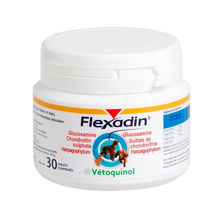 Flexadin Arthrose chien et chat Vetoquinol - pot de 30 comprimés