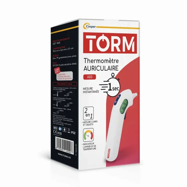 Thermomètre auriculaire A03 2en1 Torm Cooper - un thermomètre