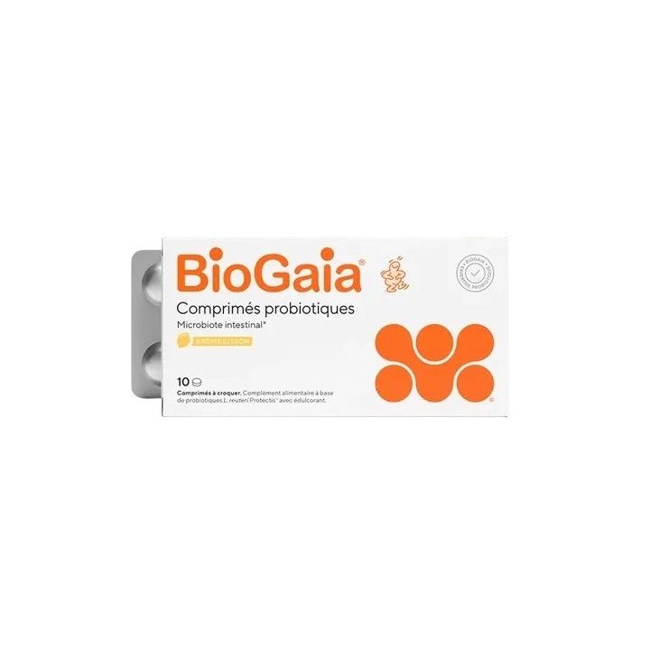 Probiotiques microbiote intestinal arôme citron BioGaia - boite de 10 comprimés à croquer
