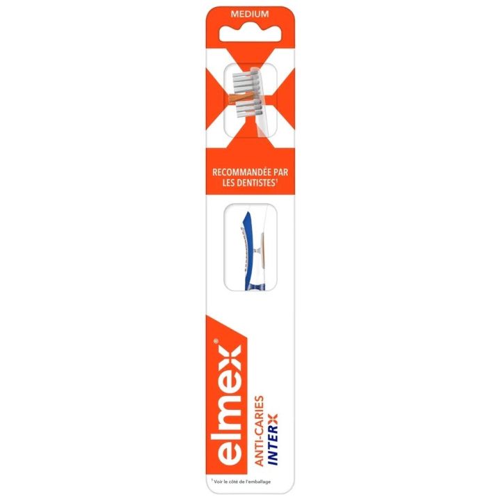 Brosse à dents anti-caries InterX medium Elmex - une brosse à dents