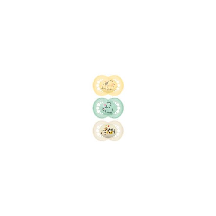 Sucette anatomique Original jour/nuit 18 mois+ beige Mam - lot de 3 sucettes