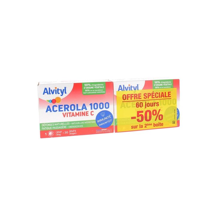 Acérola 1000 vitamine C Alvityl - 2 boites de 30 comprimés
