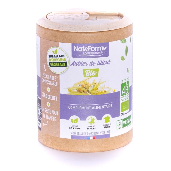 Aubier de Tilleul Bio Ecoresponsable Nat&Form - boite de 200 gélules