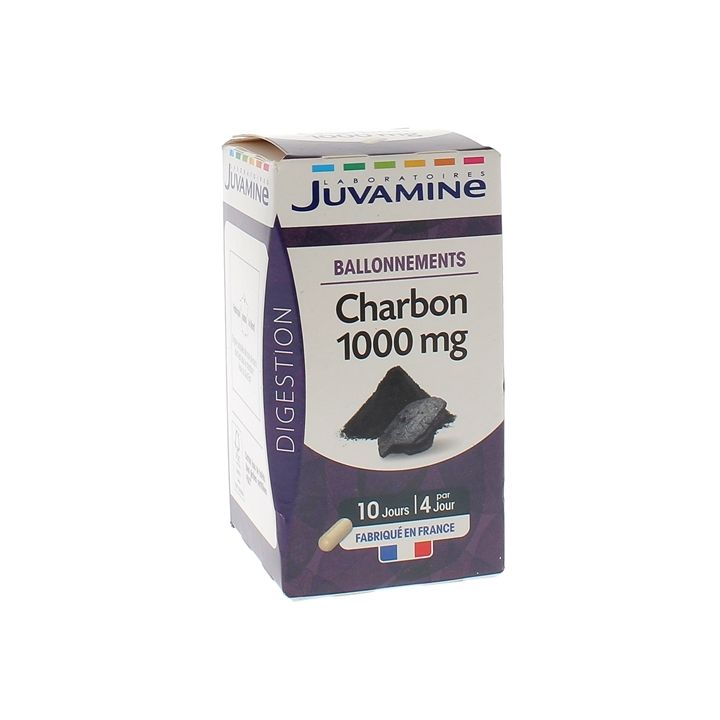 Ballonnements charbon 1000 mg Juvamine - boite de 40 gélules
