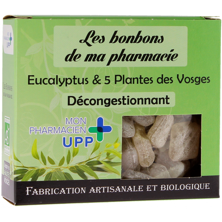 Bonbons eucalyptus & 5 plantes des Vosges décongestionnant Les bonbons de ma pharmacie - boite de 130g