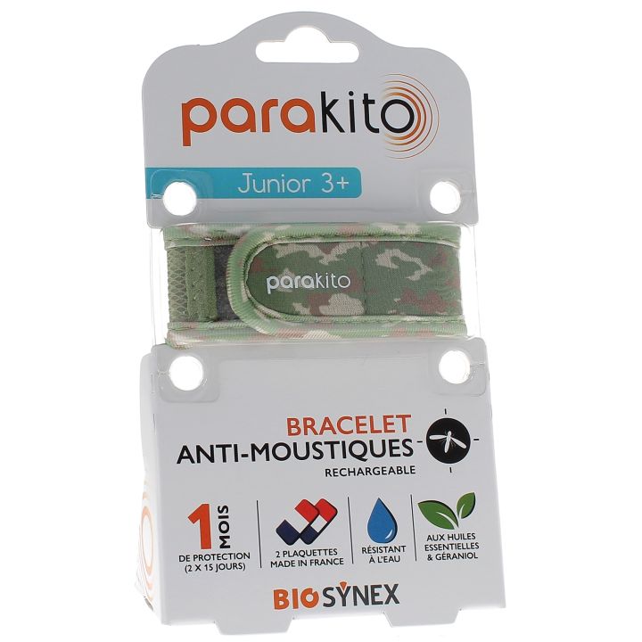 Bracelet anti-moustiques rechargeable junior Camouflage Para Kito - 1 bracelet + 2 recharges
