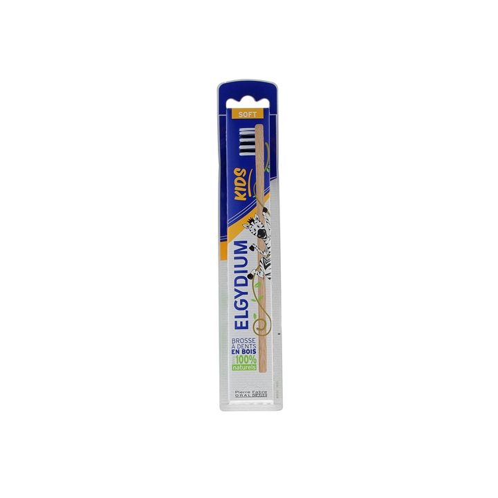 Brosse à dents en bois pour enfant soft Elgydium Kids - une brosse à dents