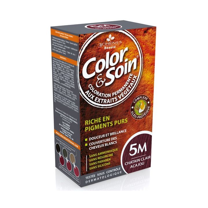 Color & soin coloration permanente Châtain clair acajou 5M Les 3 chênes - 1 kit