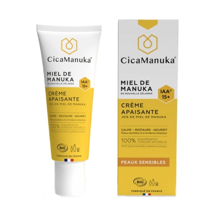 Crème apaisante bio au miel de Manuka IAA15+ CicaManuka - tube de 75ml