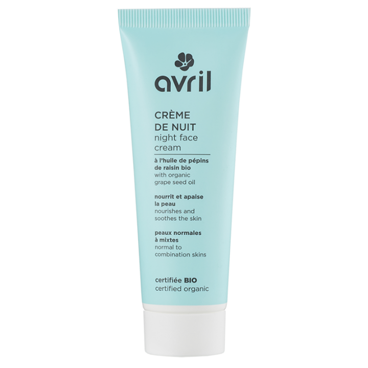 Crème de nuit peaux normales et mixtes bio Avril - tube 50 ml