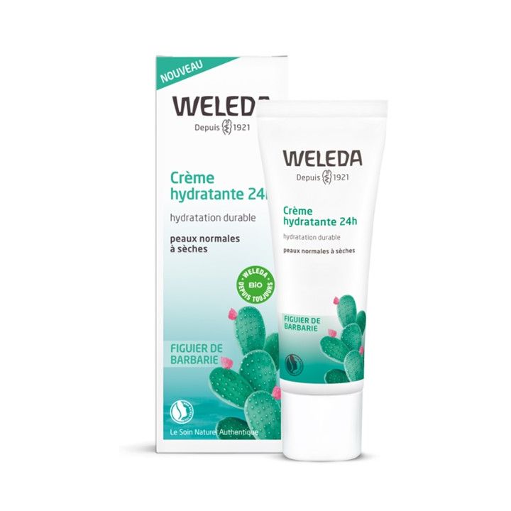Crème hydratante 24h peaux normales à sèches Weleda - tube de 30 ml