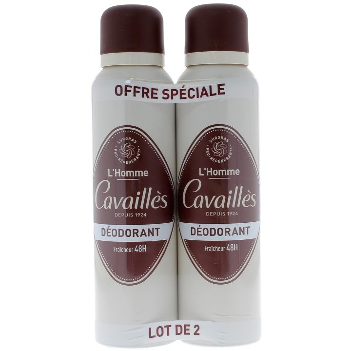 Déodorant fraîcheur 48h homme Rogé Cavaillès - lot de 2 sprays de 150ml
