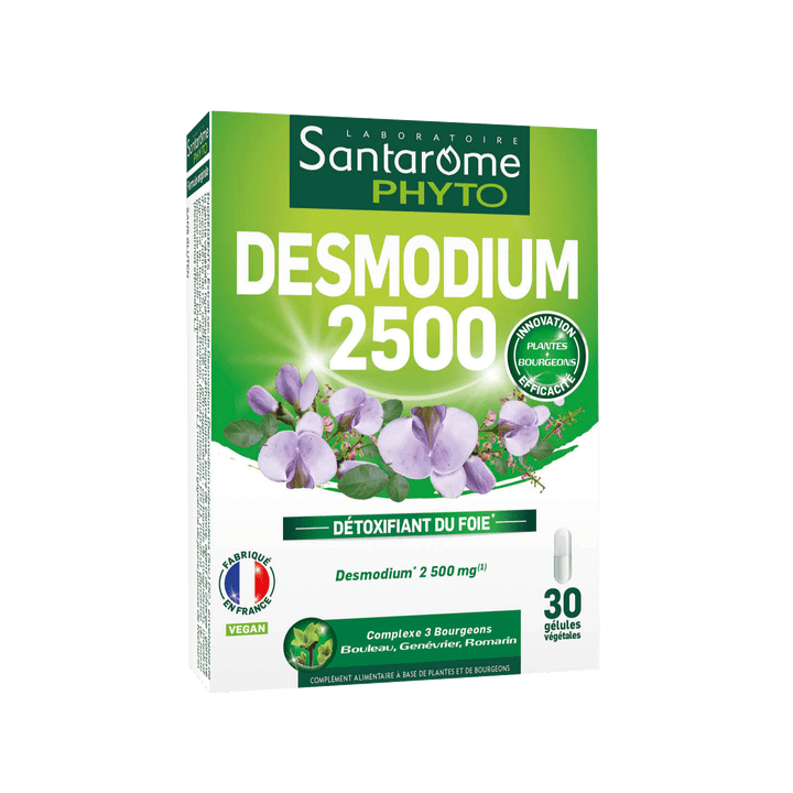 Desmodium 2500 Détoxifiant du foie Santarôme Phyto - boîte de 30 gélules