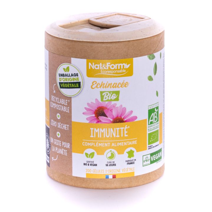 Echinacée Bio défenses naturelles Ecoresponsable Nat&Form - Boite de 200 gélules