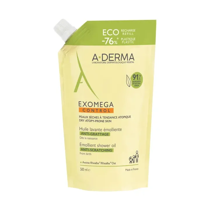 Huile lavante émolliente anti-grattage A-Derma - éco-recharge de 500ml