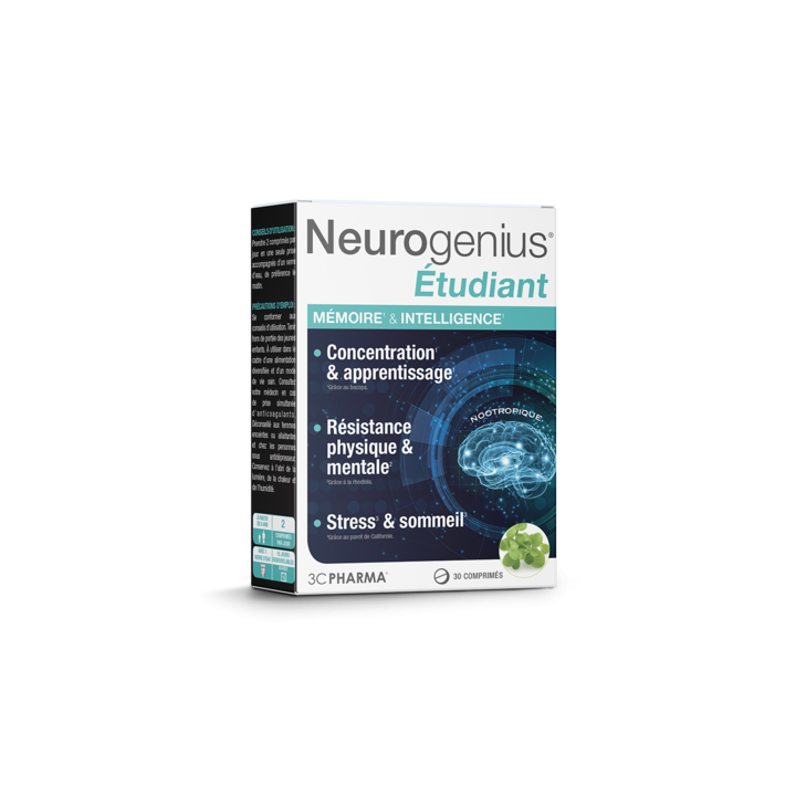 Neurogenius Étudiant mémoire et intelligence 3C Pharma - boîte de 30 comprimés