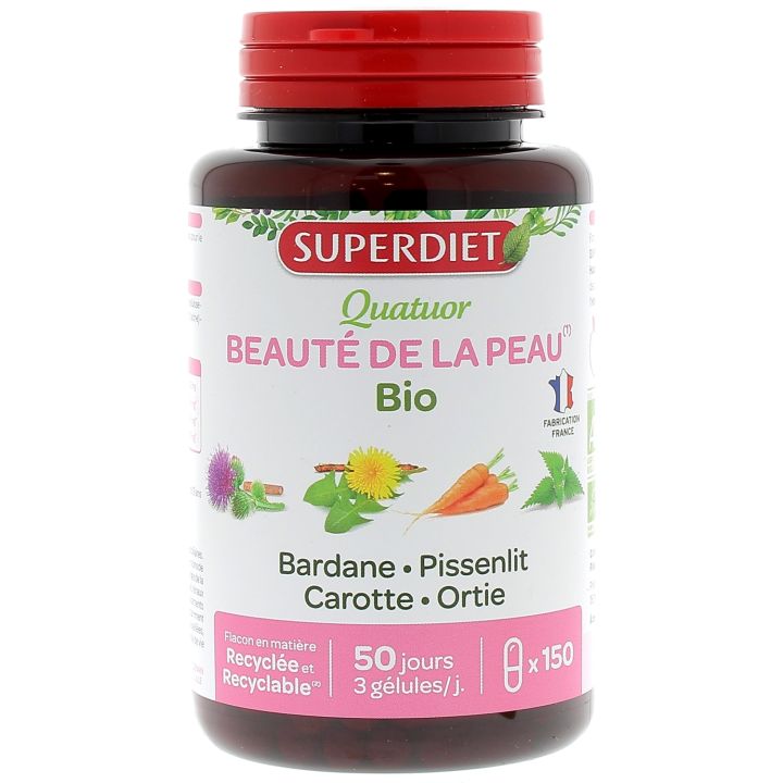 Quatuor beauté de la peau bio Super Diet - boite de 150 gélules