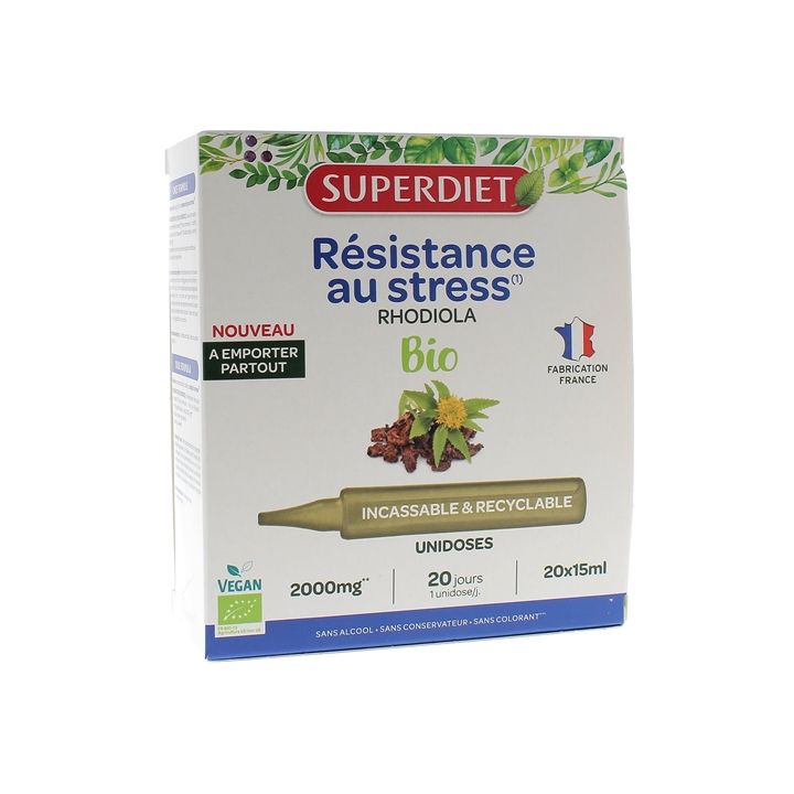 Résistance au stress Superdiet - boîte de 20 unidoses de 15ml