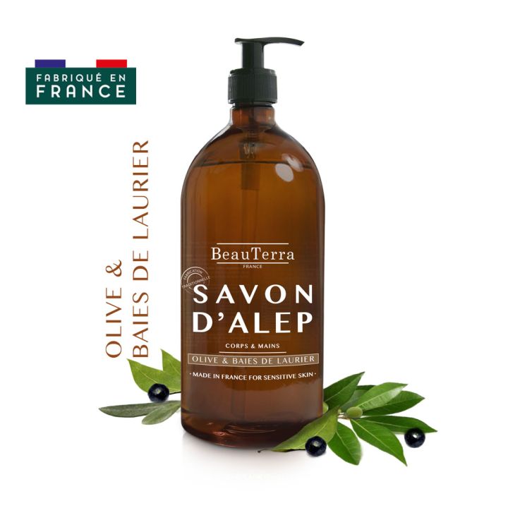 Savon liquide d'Alep Beauterra - flacon à pompe de 500 ml