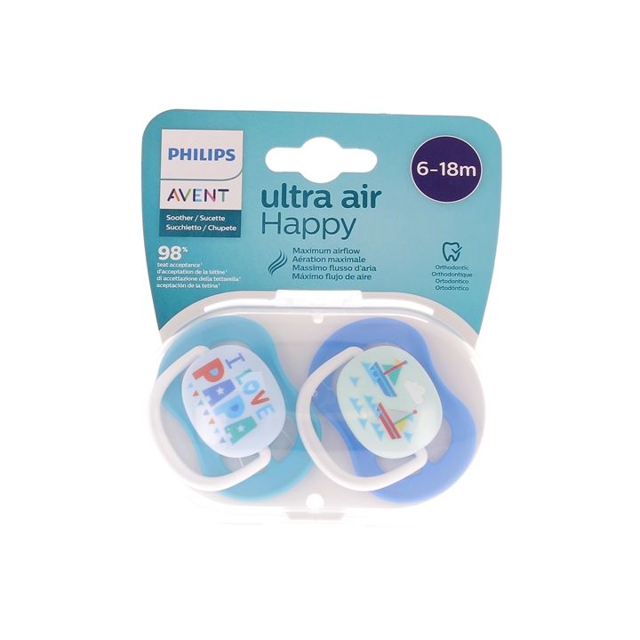 Ultra Air Happy Sucettes orthodontiques 6-18 mois Philips Avent - lot de 2 sucettes